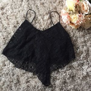 Black lace crop top